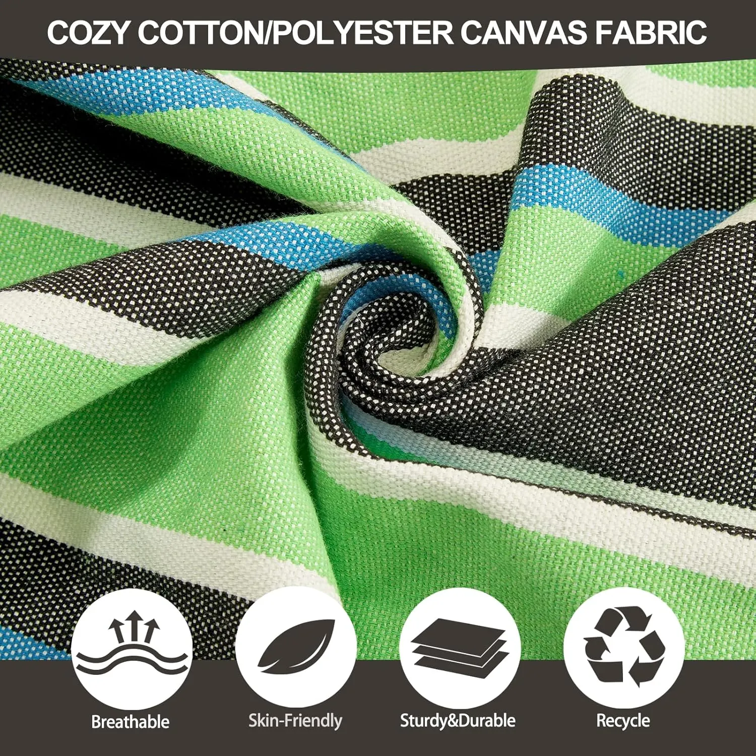 Brazilian Double Hammock with Tree Straps,Extra Large 94x63IN,2 Persons Hammock for Backyard Patio Outdoor and Indoor,450lbs Weight Capacity,Soft Woven Cotton Fabric - Black Stripe