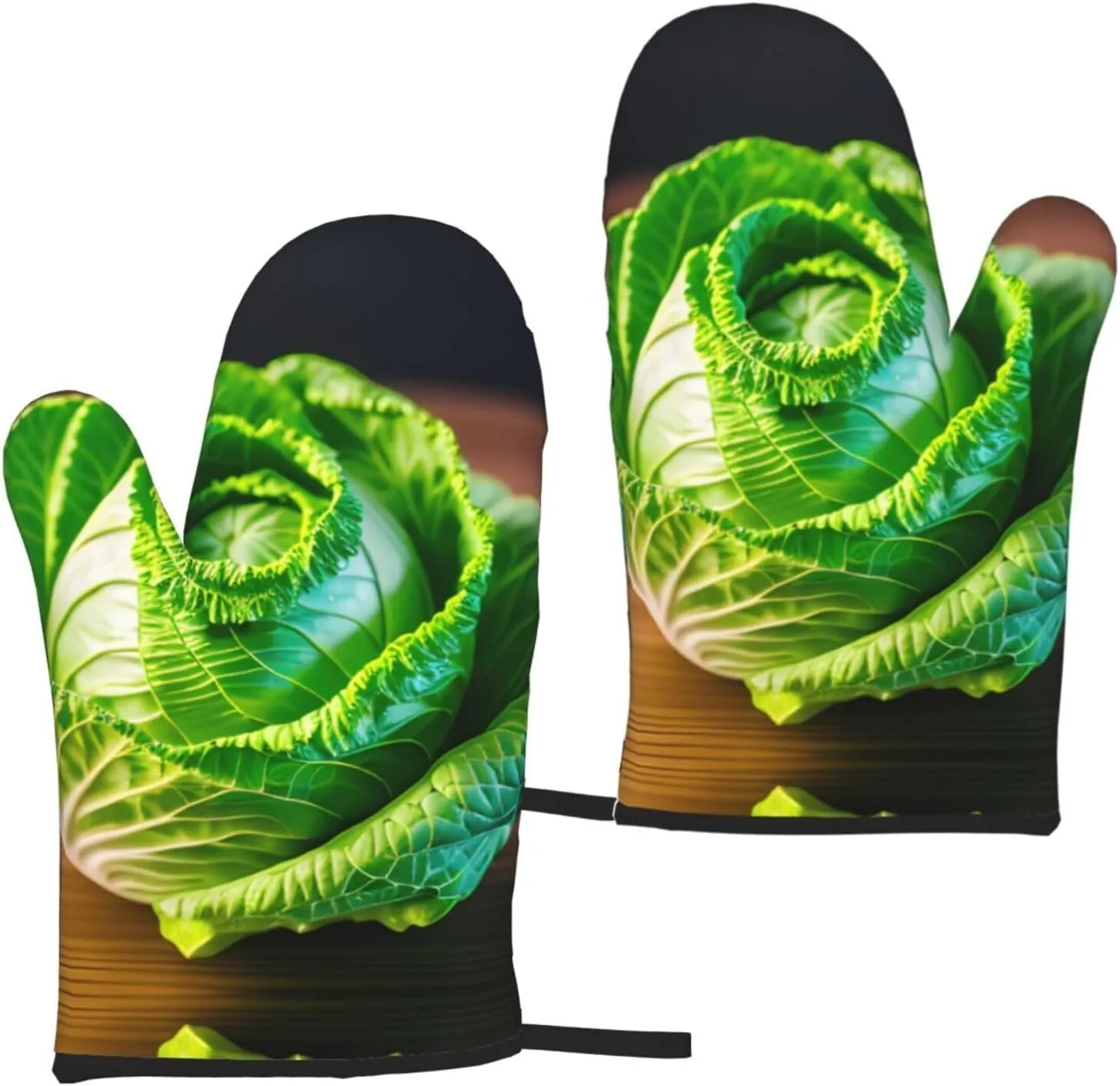 Bright Cabbage Print Mittens for Cooking Oven Mitts Heat Resistant Mitts 5.9 X 11in for Kitchen Baking