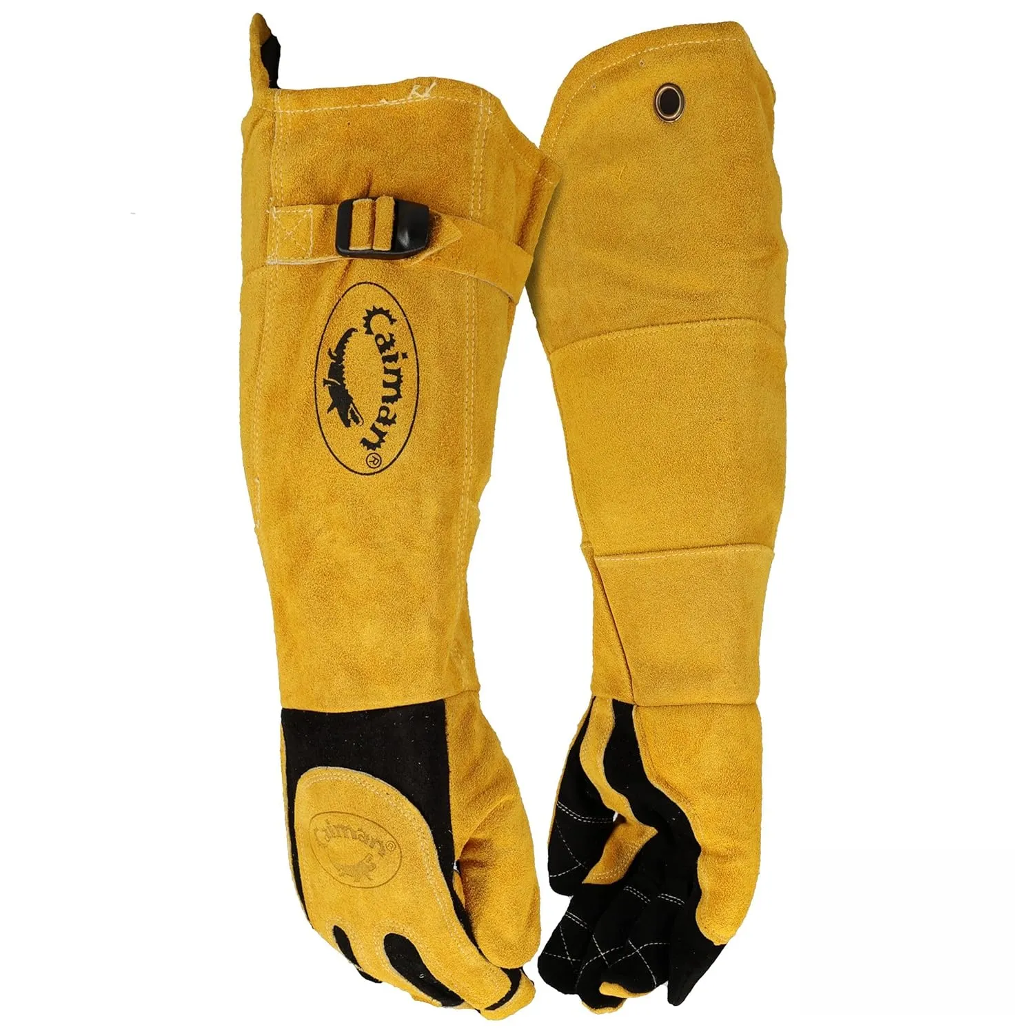 Caiman Premium Split Deerskin MIG/Stick Welding Gloves, Fleece/Foam Insulation, Split Cowhide Leather Heat Shield Patch, Sock Lined Foam, Black/Gold, X-Large (1878-6)