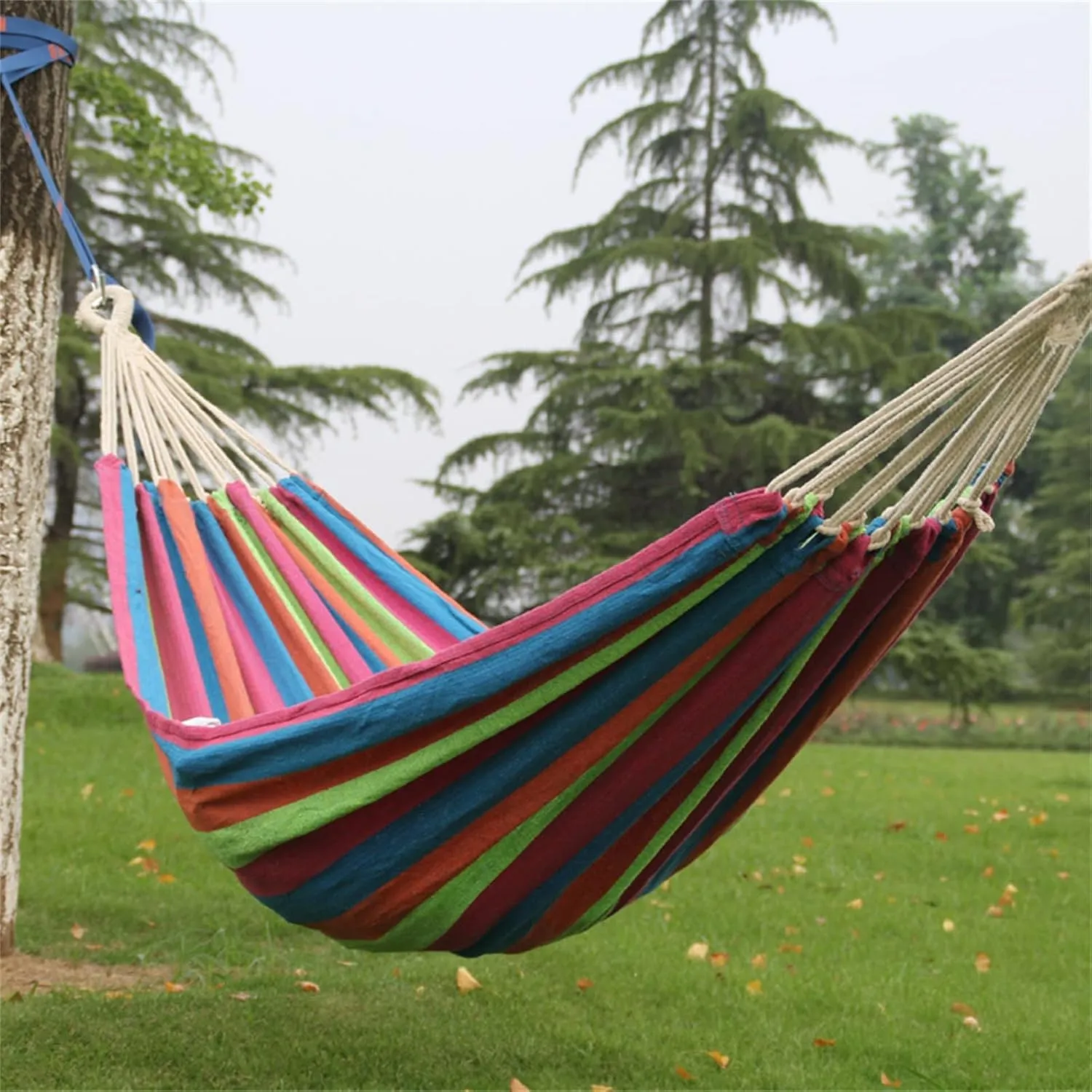 Camping Hammock Cotton Hammock with Hanging Fabric Hammock Up to Portable Hammock for Outdoor Garden