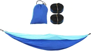 Camping Hammock for 2 Person Portable Parachute Nylon Hammock for Travel Outdoor Backpacking Camping Hammock Portable Hammock Camping Essentials Outdoor Hammock (Blue Sky and Blue)