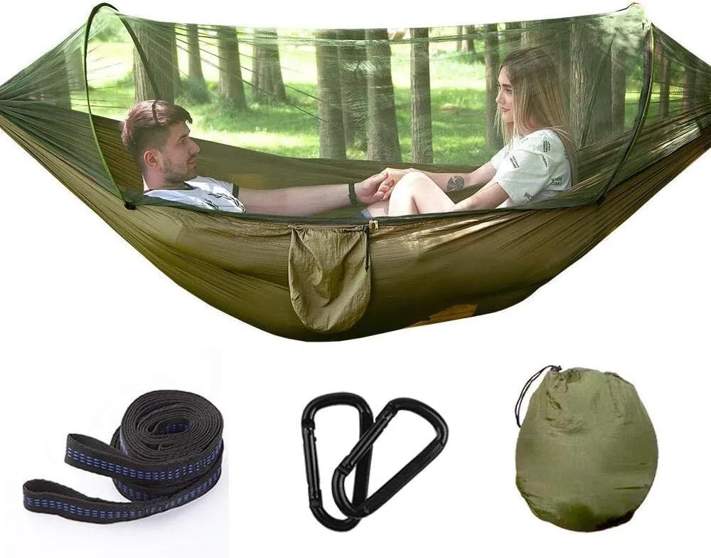 Camping Hammock Hammock Tent Mosquito Net Portable Outdoor Camping Hammock Portable Mosquito Net Hammock Shade Set(Brown)