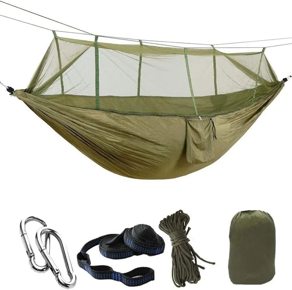 Camping Hammock Mosquito Net -Up Light Portable Outdoor Parachute Hammocks Swing