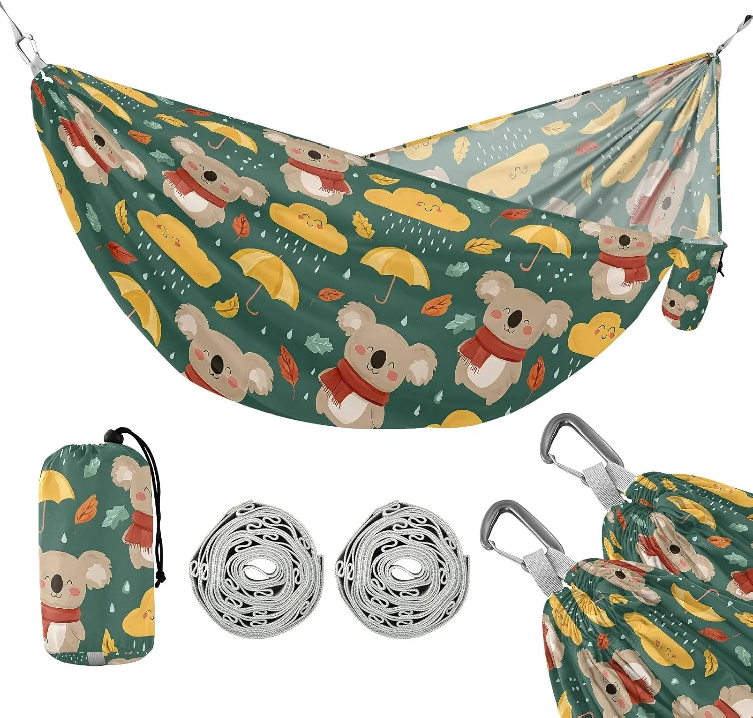 Camping Hammock Outdoor Hammocks for Outside Koala Umbrella Beach Trees Portable Lightweight with Pockets Tree Straps Indoor