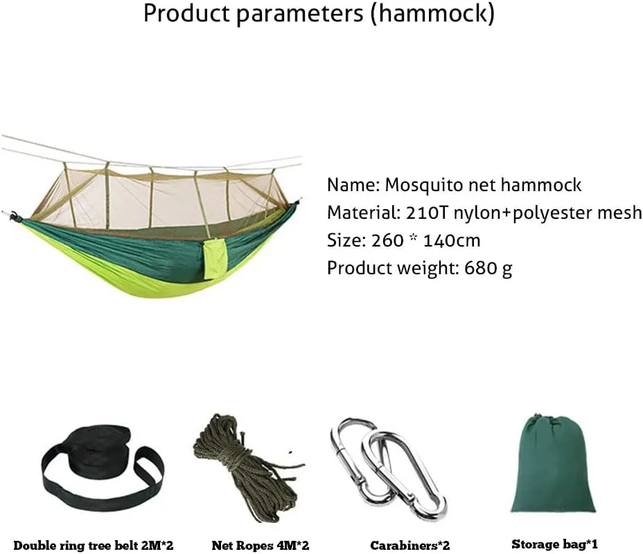 Camping Hammock, Portable Hammocks with Mosquito Net,Best for Outdoor Hiking Travel (1)