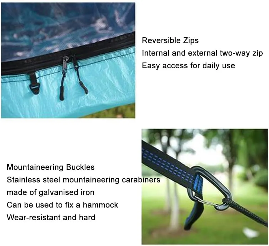 Camping Tarp,mosquito Tent,Simple and Easy to Use, with Mosquito Net, 210T Nylon, Designed for Outdoor Camping Hiking Rest Built Hammock(Blue)