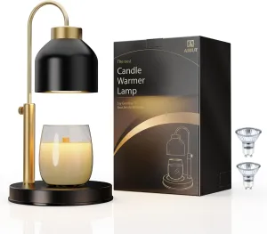 Candle Warmer Lamp, with 2 Bulbs,Timer & Dimmer,Compatible with Large Yankee Candle Jars,3 Wick Candles,Height Adjustable Electric Top Candle Melter,110-120v