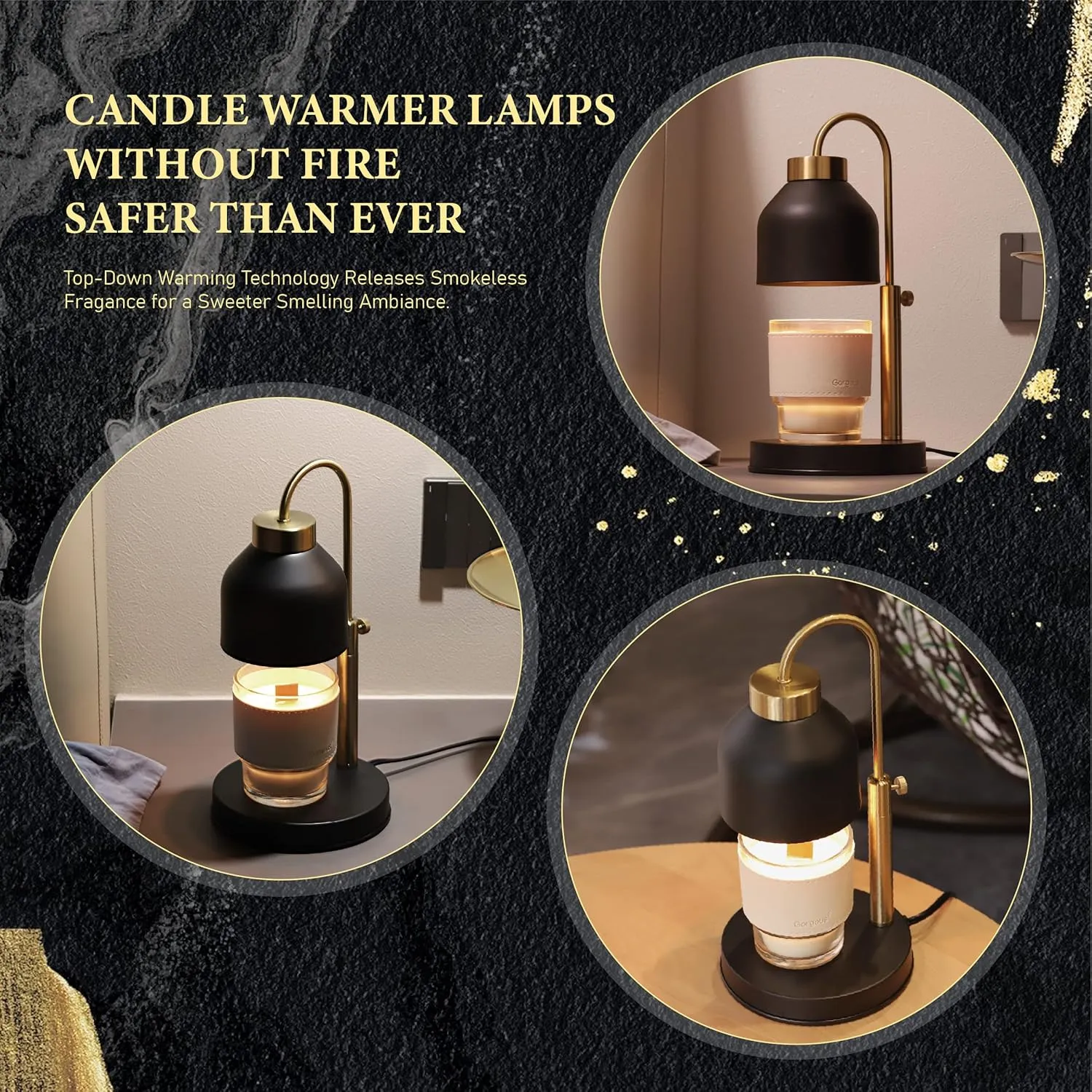 Candle Warmer Lamp, with 2 Bulbs,Timer & Dimmer,Compatible with Large Yankee Candle Jars,3 Wick Candles,Height Adjustable Electric Top Candle Melter,110-120v