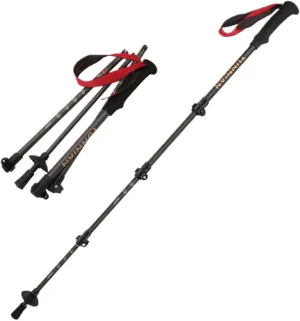 Carbon Fiber Trekking Pole - Ultralight Collapsible Walking Stick for Hiking with Adjustable Quick Flip Locks and Storage Bag