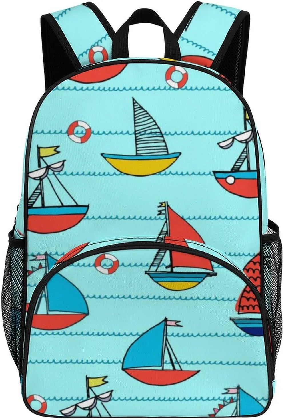 Cartoon Sailboat Pattern Backpack for Worker Teacher Business Hiking Travel Bag Shoulders Bag