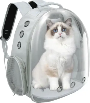 Cat Backpack, Airline Approved Bubble Carrying Bag for Small Medium Dogs Cats, Space Capsule Pet Carrier Dog Hiking Backpack Travel Carrier (Grey)