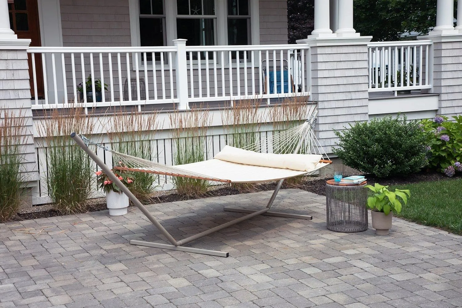 Ceara Patio Hammock Olefin Hammock Double Hammock for Two People Outdoor Patio Swing Chair Quilted Hammock Use Inside Outside Backyard Decor Porch Swing - Cream White