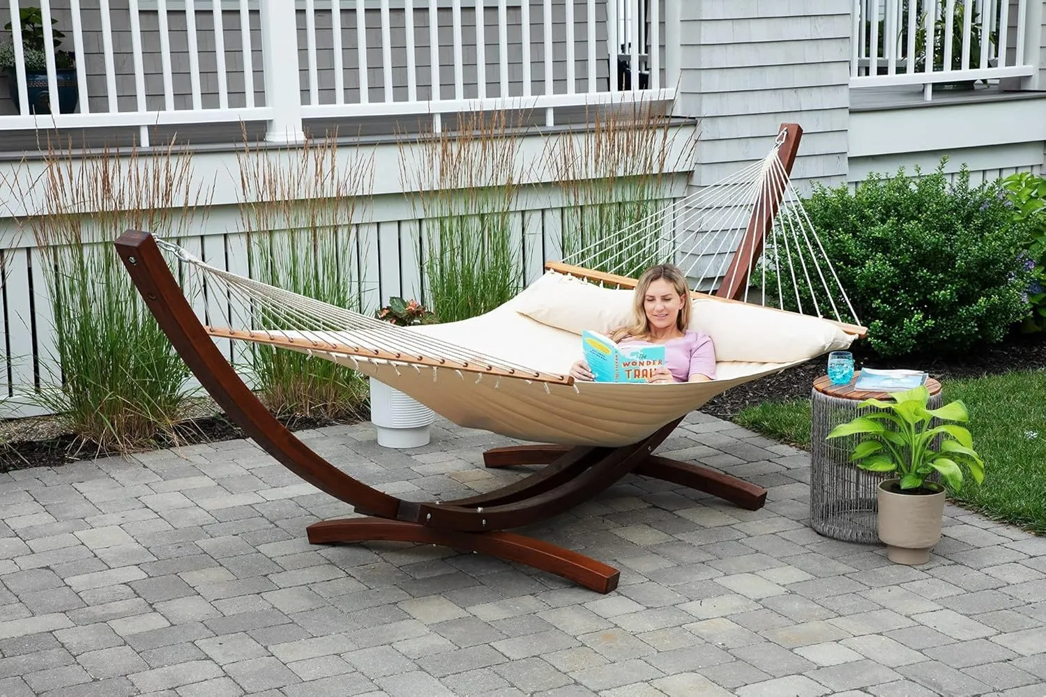 Ceara Patio Hammock Olefin Hammock Double Hammock for Two People Outdoor Patio Swing Chair Quilted Hammock Use Inside Outside Backyard Decor Porch Swing - Cream White