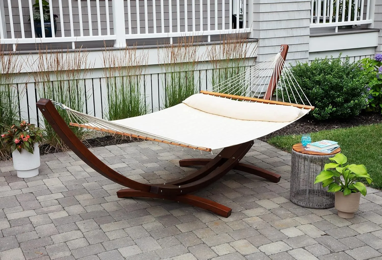 Ceara Patio Hammock Olefin Hammock Double Hammock for Two People Outdoor Patio Swing Chair Quilted Hammock Use Inside Outside Backyard Decor Porch Swing - Cream White