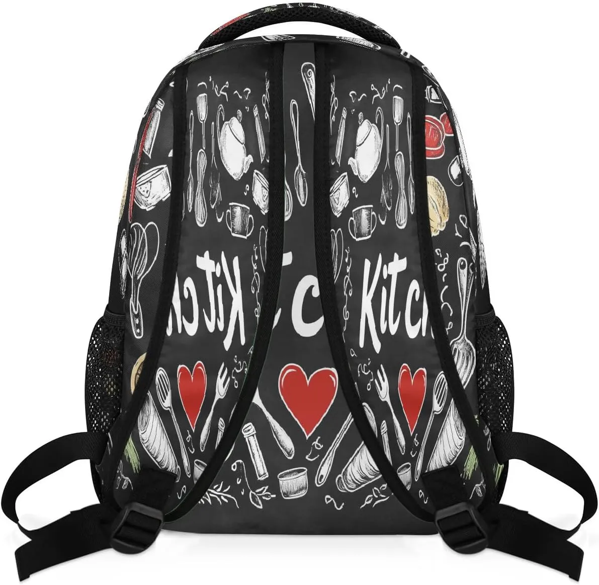 Chalk Style Kitchen Design Travel Backpack, Large 16 Inch Laptop Bookbag Lightweight Carry-On Bag for Business Travel & Hiking