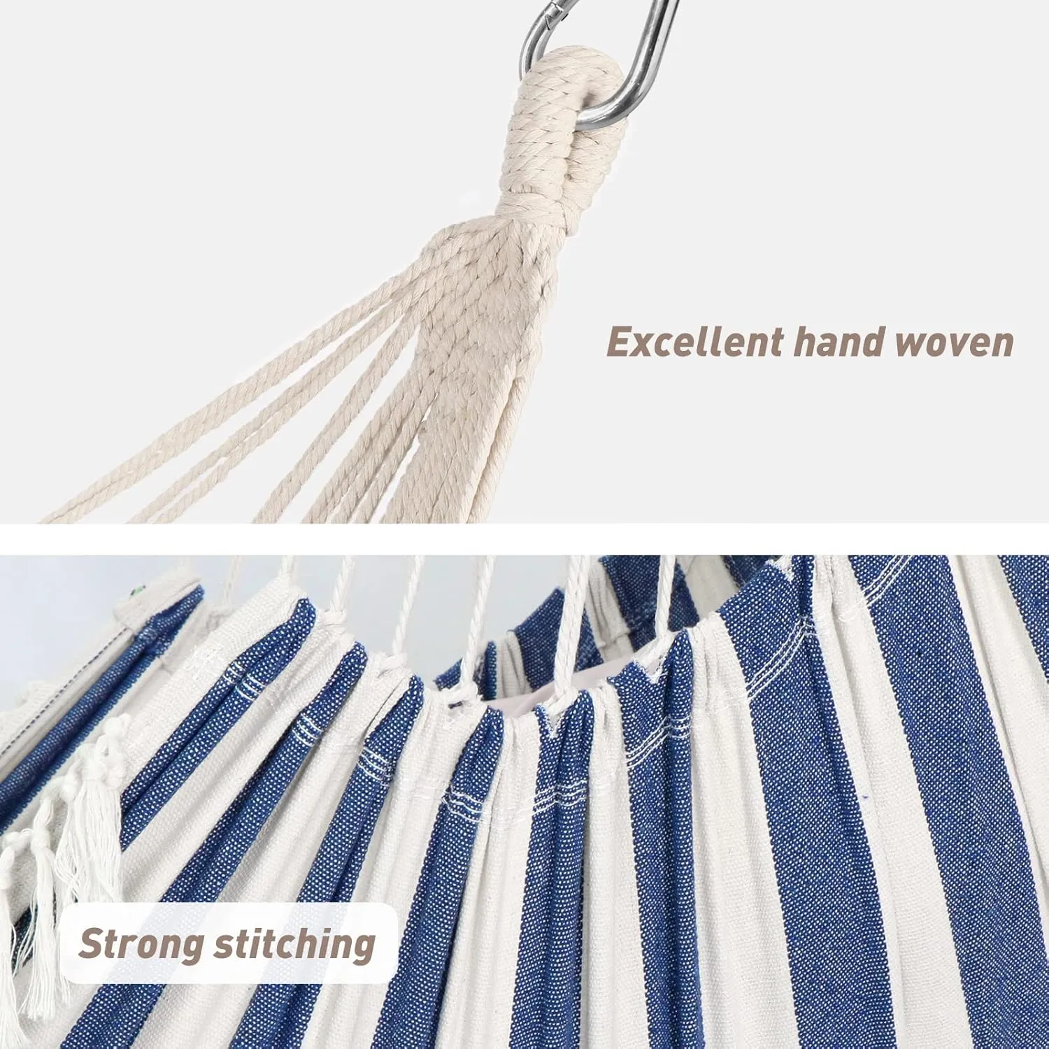 Chihee Hammock Chair Hanging Swing 2 Pillows Included,Strong Webbing Straps and Hooks for Easy Hanging Soft Cotton Hanging Chair Side Pocket Tassel Chair Comfort Indoor Outdoor