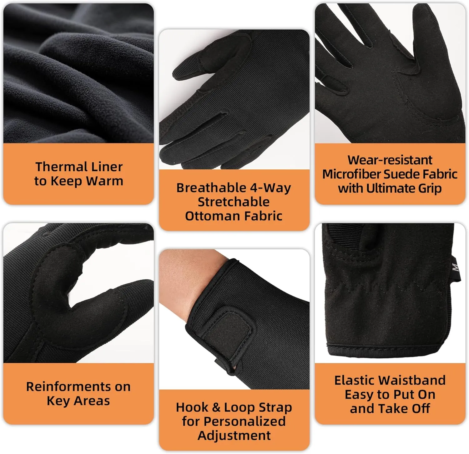ChinFun Kids Horse Riding Gloves Equestrian Children for Girls Boys Thermal Lining Winter Horseback Riding Gloves Warm Mittens