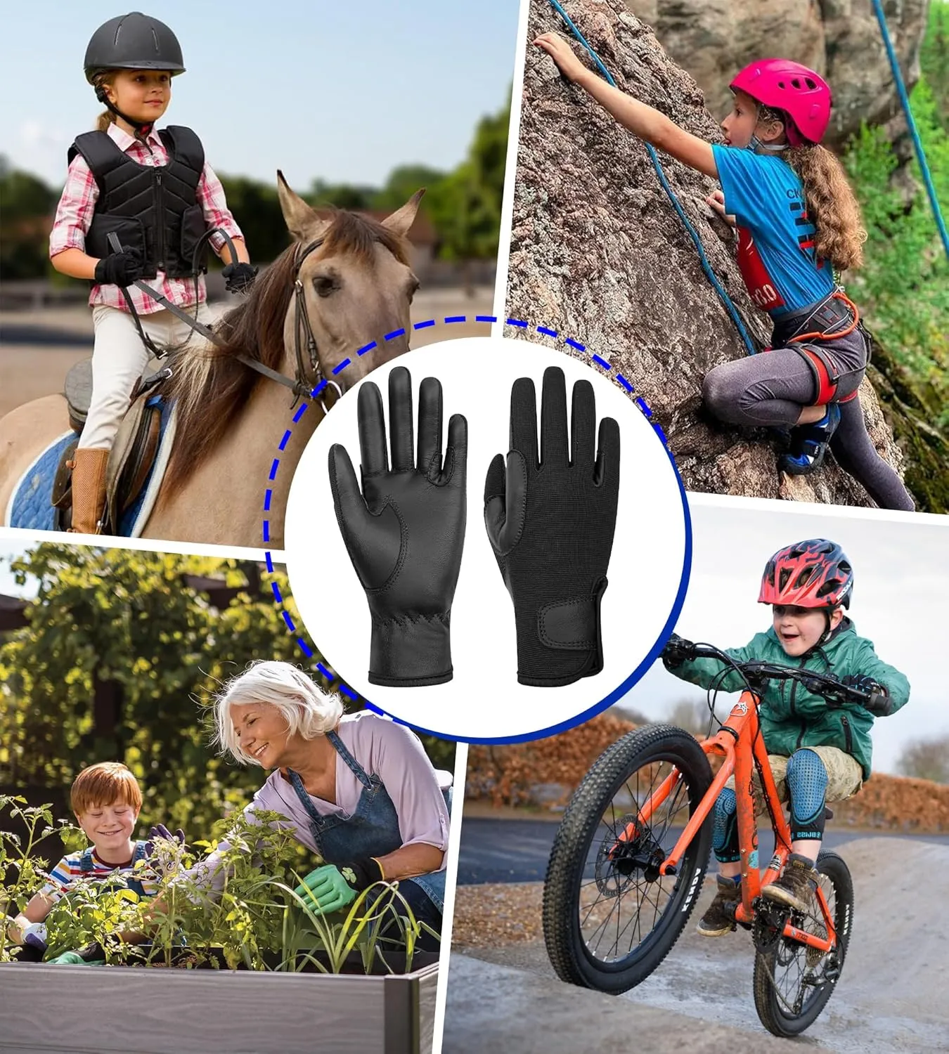 ChinFun Kids Leather Insulated Horse Riding Gloves Breathable Children Equestrian Gloves Anti-Slipping Horseback Mitts