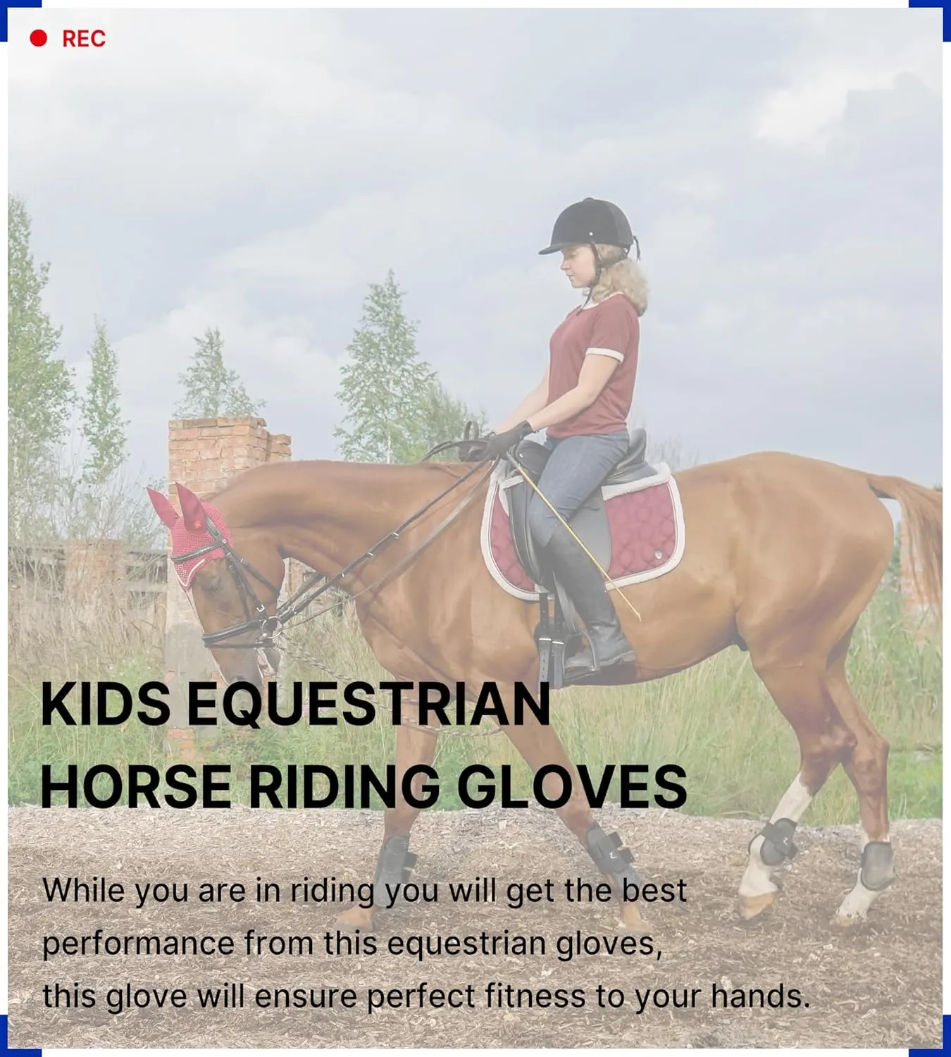 ChinFun Kids Leather Insulated Horse Riding Gloves Breathable Children Equestrian Gloves Anti-Slipping Horseback Mitts