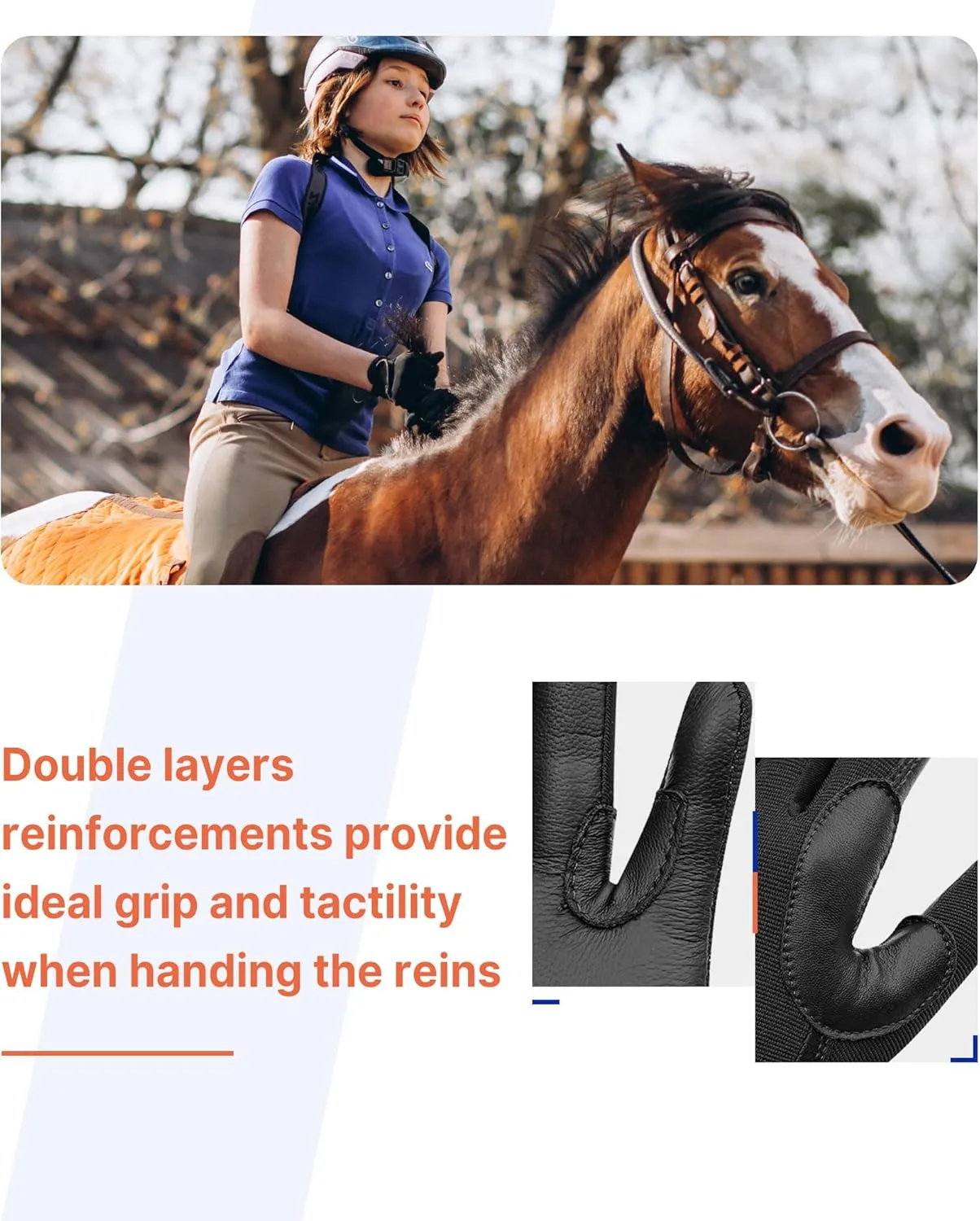 ChinFun Kids Leather Insulated Horse Riding Gloves Breathable Children Equestrian Gloves Anti-Slipping Horseback Mitts