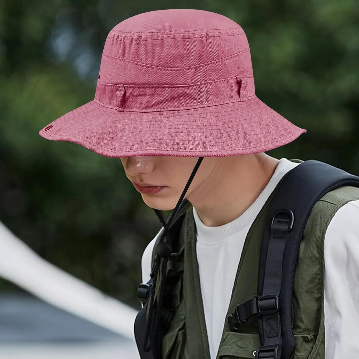 Clakllie Wide Brim Fishing Safari Hats Windproof Bucket Hat Breathable Boonie Hat Outdoor Kayaking Rowing Caps