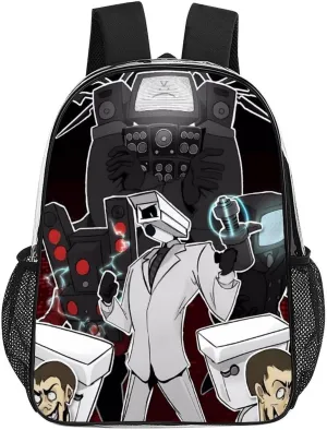 Clear Backpack Heavy Duty PVC Transparent Funny Toi-let Backpack 17"" Large Capacity See Through Bag for College, 43x32x13cm, Style-1