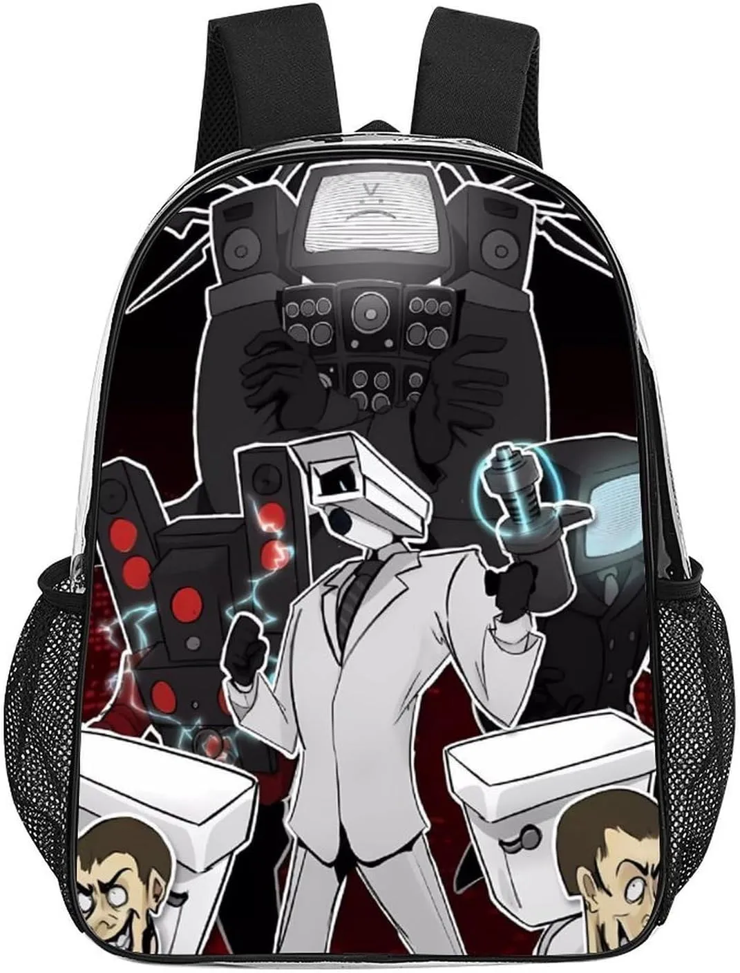 Clear Backpack Heavy Duty PVC Transparent Funny Toi-let Backpack 17"" Large Capacity See Through Bag for College, 43x32x13cm, Style-1