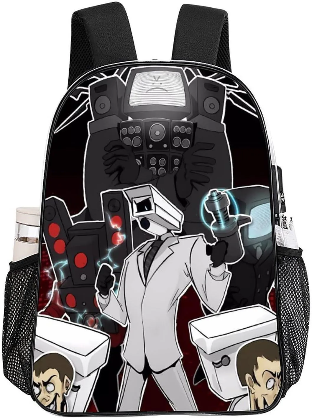 Clear Backpack Heavy Duty PVC Transparent Funny Toi-let Backpack 17"" Large Capacity See Through Bag for College, 43x32x13cm, Style-1