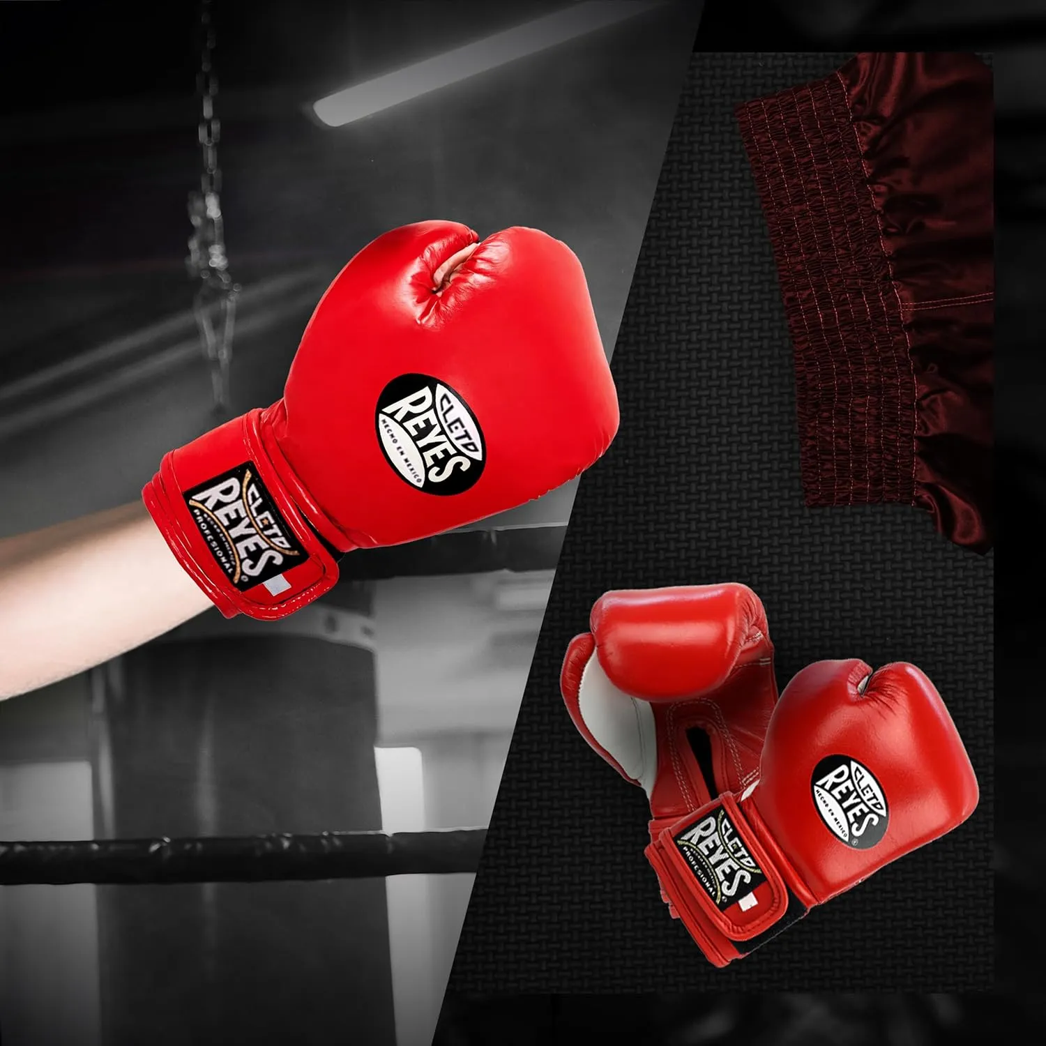 CLETO REYES Professional Boxing Gloves for Kids, Girls and Boys, Training, Sparring and Punching, MMA, Kickboxing, Muay Thai, Leather, Hook and Loop Closure, 3-5 Years, 5.6 oz