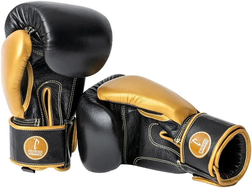 Comfortech (CTG) Muay Thai Boxing Gloves for Men and Women, Featuring Double Stitched Kevlar and Full Grain Leather, Designed for Training, Sparring, pad Work, and Heavy Bag.