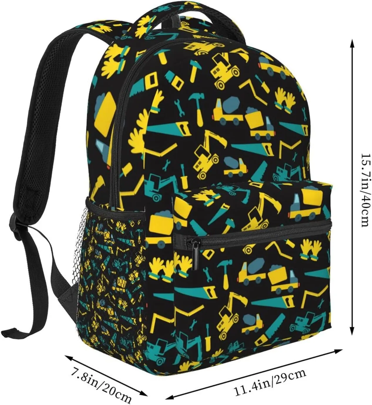 Construction Tools Excavator Cement Truck Engineering Truck Backpack Lightweight Laptop Backpack Casual Daypack Travel Double Shoulder Bag For Women Men