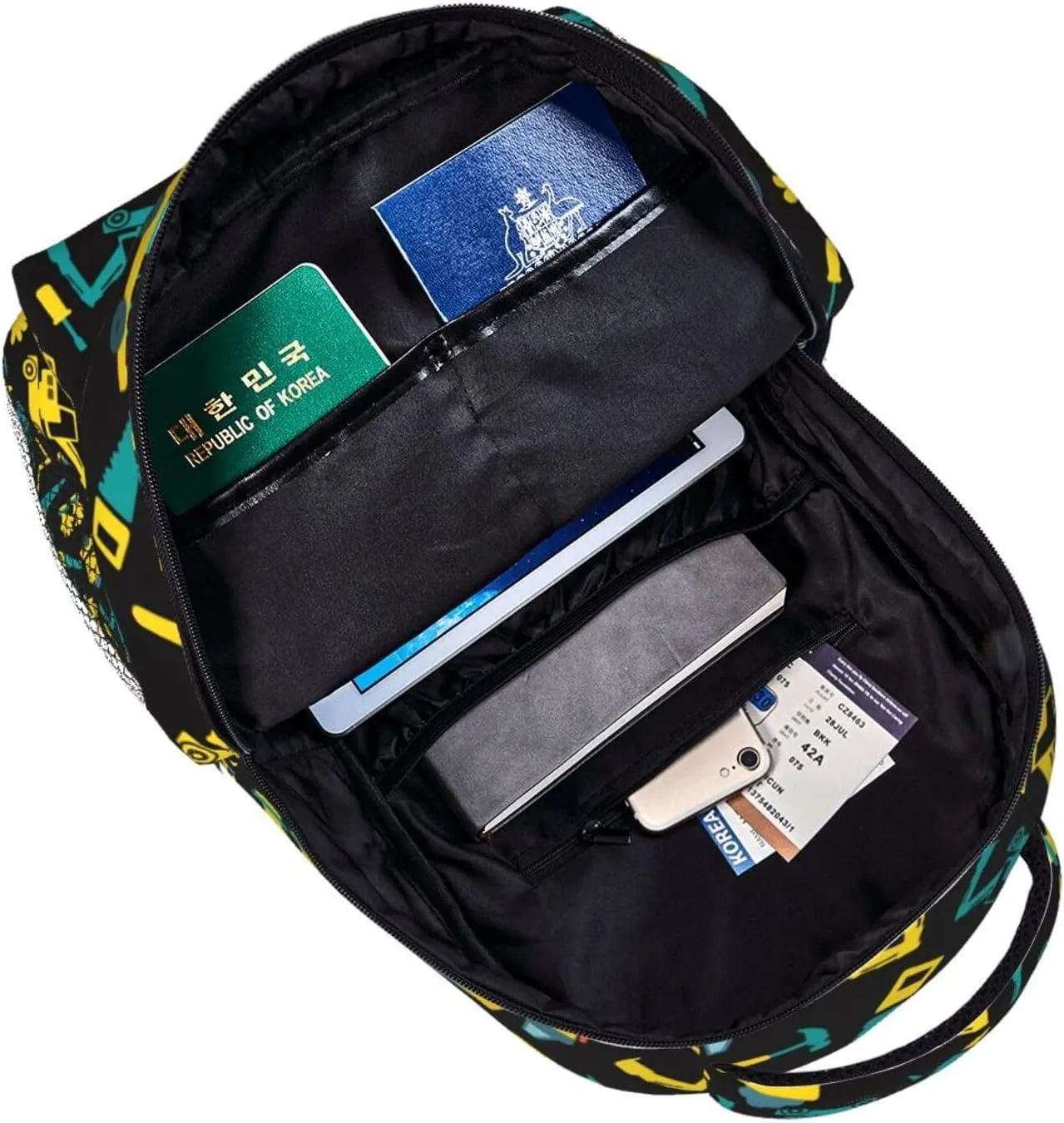 Construction Tools Excavator Cement Truck Engineering Truck Backpack Lightweight Laptop Backpack Casual Daypack Travel Double Shoulder Bag For Women Men
