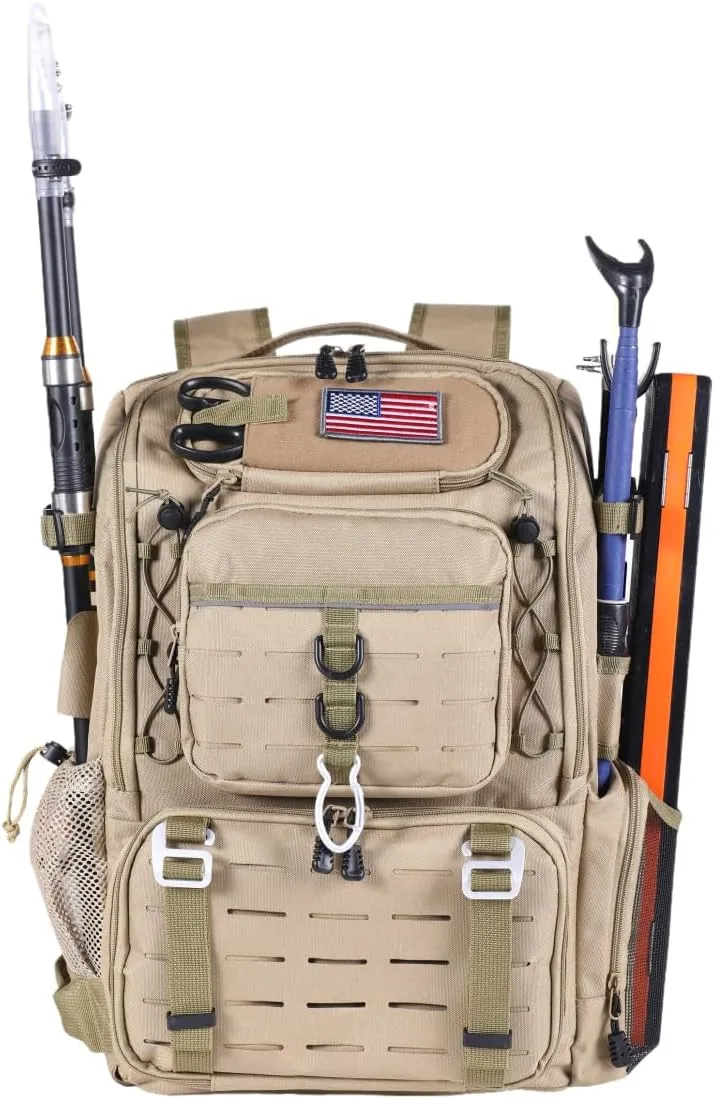CONTAIL 37L Fishing Tackle Backpack with Cooler,Mens Military Tactical Pack,Molle Outdoor Rucksack