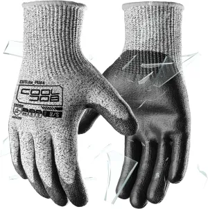 COOLJOB 12/120 Pairs Cut Resistant Safety Work Gloves with Grip, 13 Gauge Seamless Shell with PU Coating, ANSI A2 A4 A6, Gray