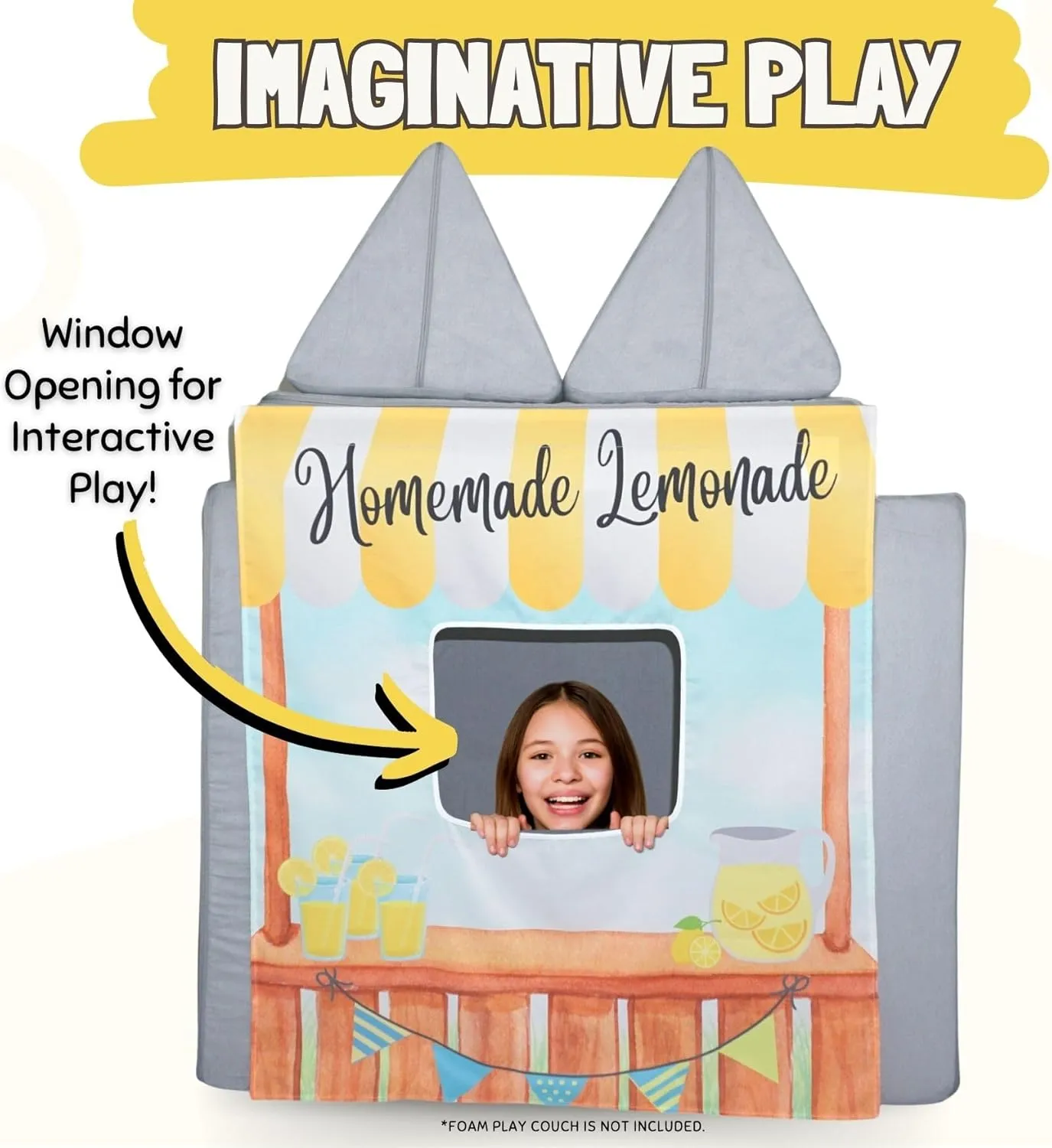 Couch Swag Play Panel for Childrens Foam Sofa Kids Couch (Lemonade Stand)