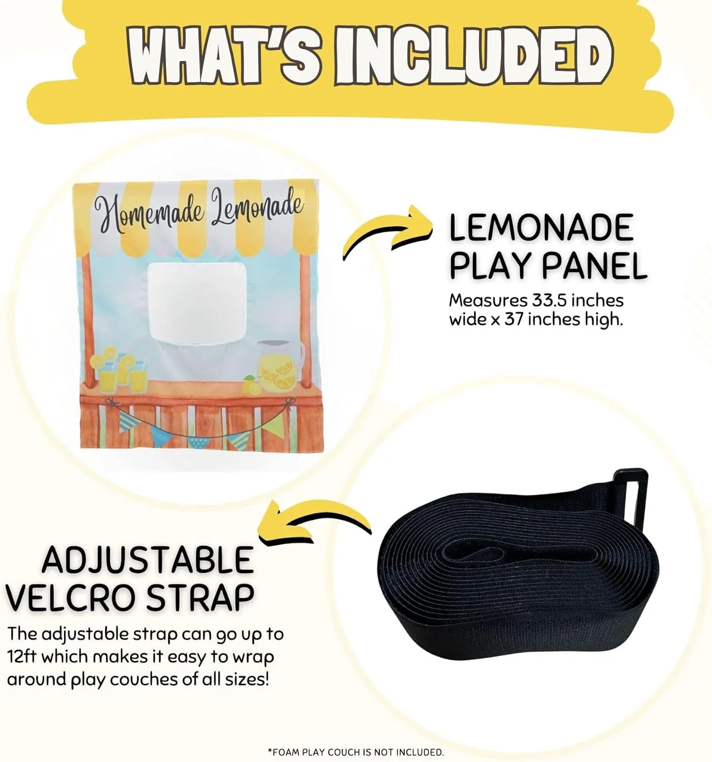 Couch Swag Play Panel for Childrens Foam Sofa Kids Couch (Lemonade Stand)