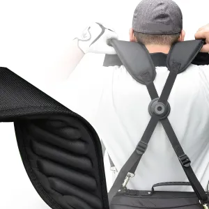 Craftsman Golf Swivel Self-Adjusting Adjustable 3D Thick Paded Black Golf Bag Backpack Straps Replacement with Rotate Snap Hook Buckle
