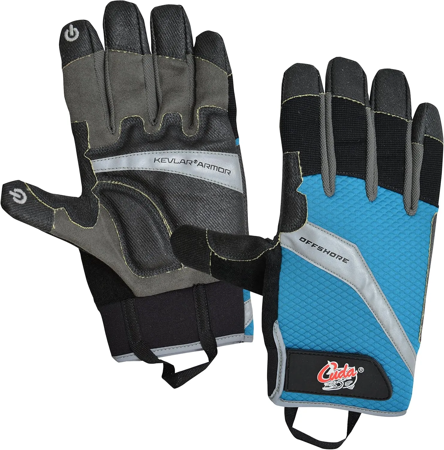 CUDA Offshore Durable Velcro Secured Water Repellent Fishing Gloves with Cut Resistant Padded Palms, Thumb and Index Finger Touchscreen Control