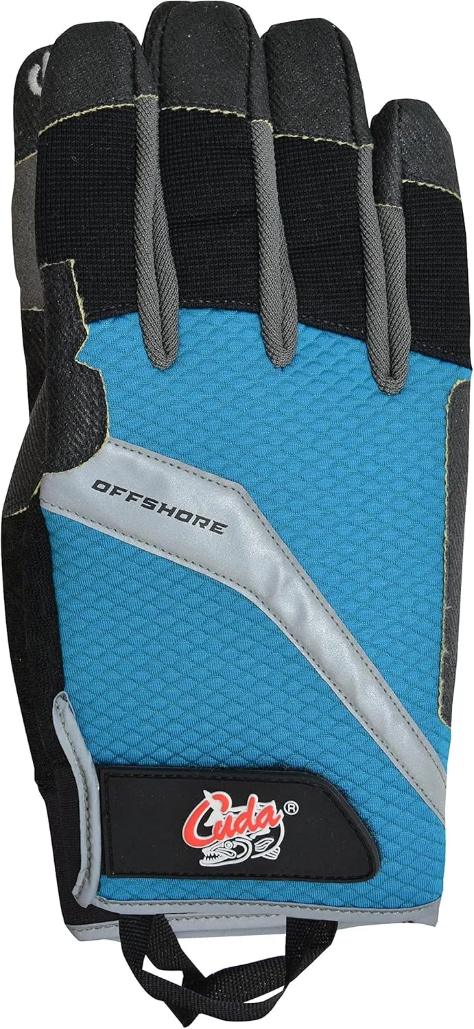 CUDA Offshore Durable Velcro Secured Water Repellent Fishing Gloves with Cut Resistant Padded Palms, Thumb and Index Finger Touchscreen Control