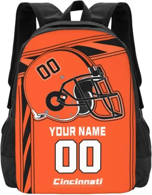 Custom Cincinnati Backpack Personalized Name Number, Customize High Capacity Bookbag 17 Inch Laptop Bag Travel Backpack Gifts for Men Women Boys