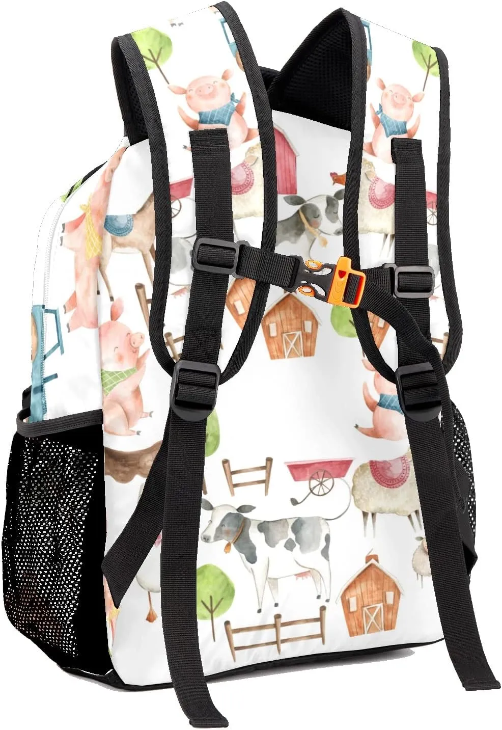 Custom Kid Backpack, Farm Animals Farm House Personalized School Bookbag with Your Own Name, Customization Casual Bookbags for Student Girls Boys