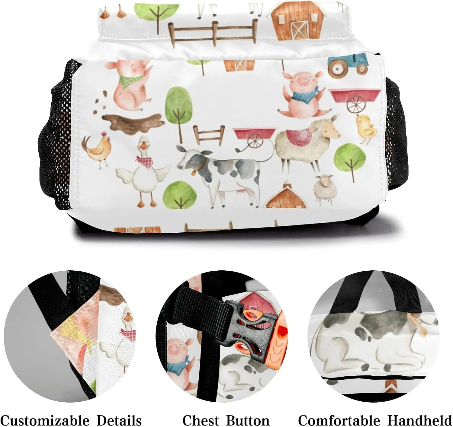 Custom Kid Backpack, Farm Animals Farm House Personalized School Bookbag with Your Own Name, Customization Casual Bookbags for Student Girls Boys