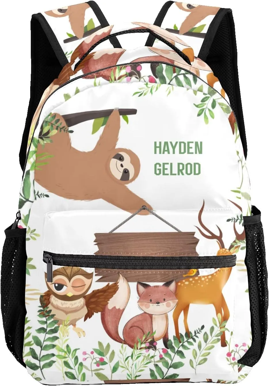 Custom Kid Backpack, Safari Animal Jungle Sloth Personalized School Bookbag with Your Own Name, Customization Casual Bookbags for Student Girls Boys