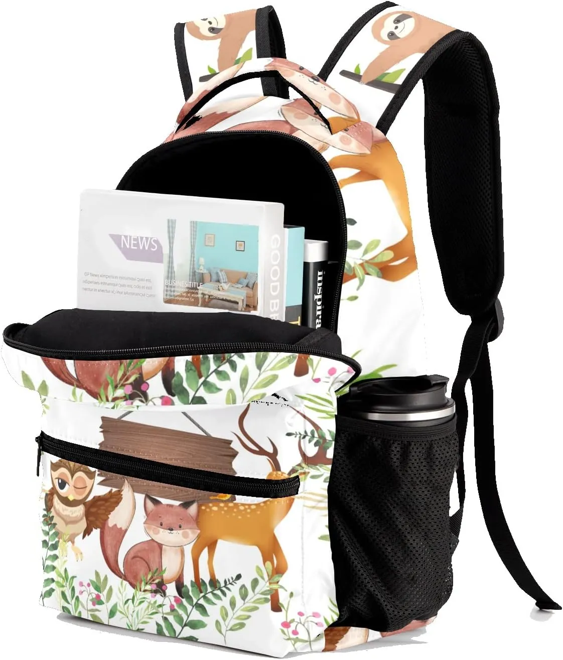 Custom Kid Backpack, Safari Animal Jungle Sloth Personalized School Bookbag with Your Own Name, Customization Casual Bookbags for Student Girls Boys