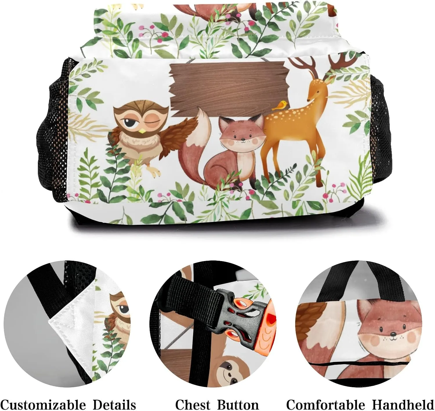 Custom Kid Backpack, Safari Animal Jungle Sloth Personalized School Bookbag with Your Own Name, Customization Casual Bookbags for Student Girls Boys