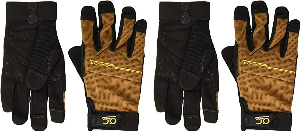Custom Leathercraft CLC 124M Workright Flex Grip Work Gloves, Shrink Resistant, Improved Dexterity, Tough, Stretchable, Excellent Grip,Black,Medium (Pack of 2)