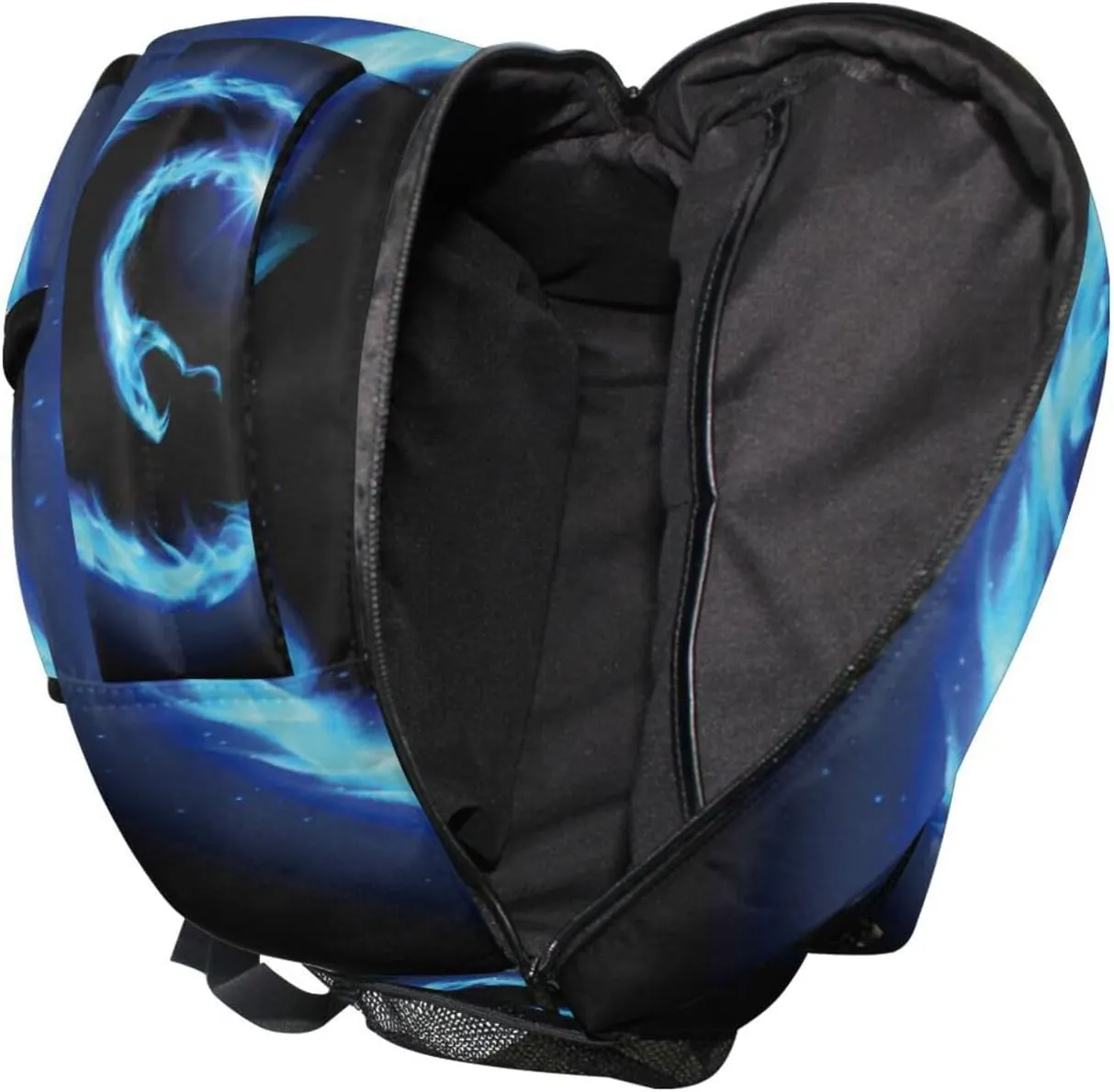 Custom You Name Blue Flame Dragon Backpack,Casual Daypacks Outdoor Sports Rucksack School Shoulder Bag for Men Women Boys Girls 12x7.3x16.9in