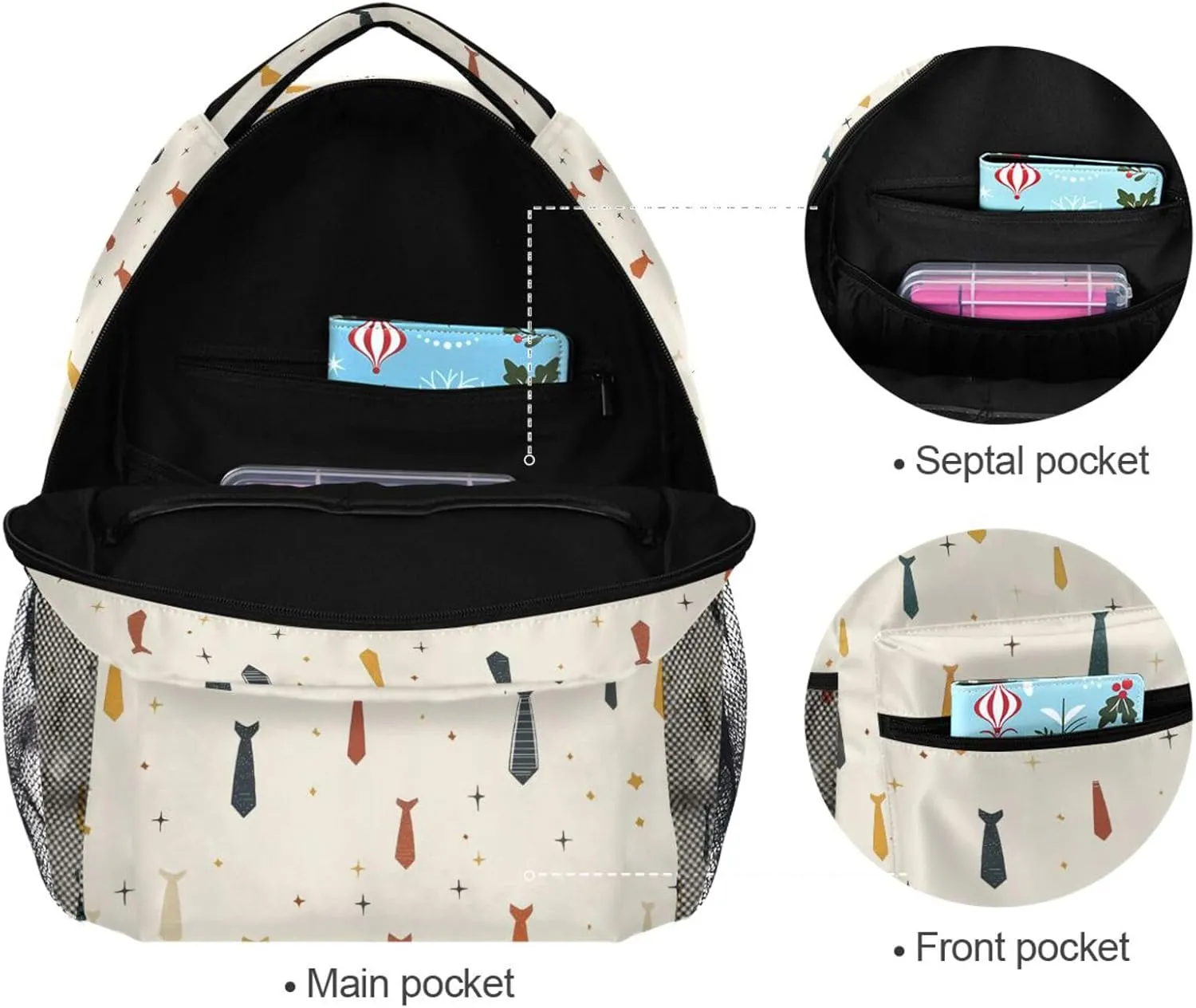 Cute Backpack for Men and Women Waterproof Laptop Bag with Chest Strap for Travel Trip Tie Father's Day