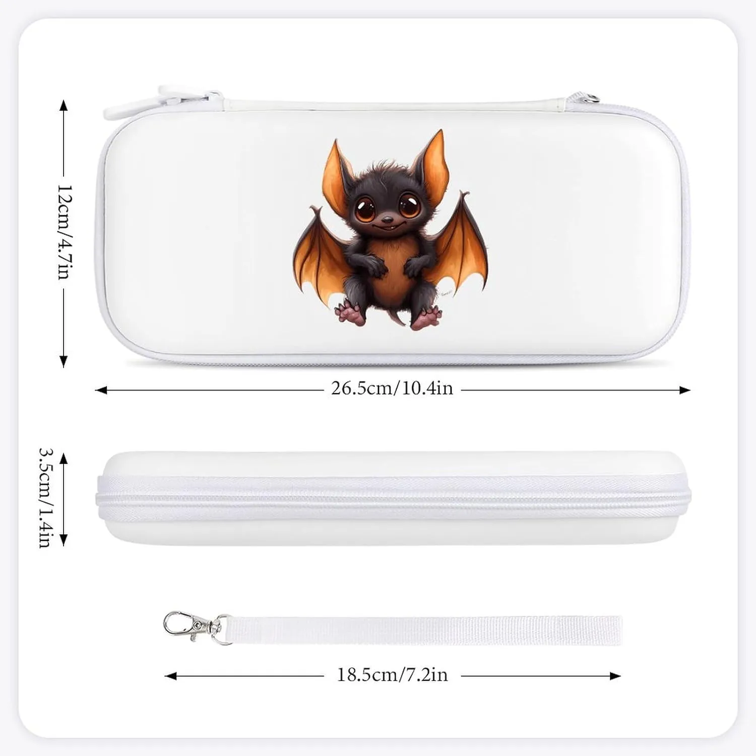 Cute Bat Compatible with Switch Carrying Case Hard Travel Game Bag Pouch with 15 Games Accessories