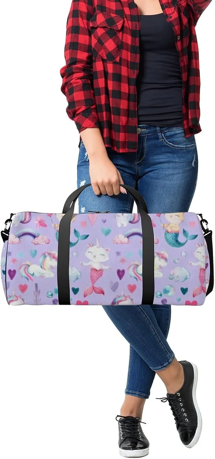 Cute Purple Red Baby Pony Mermaids Sports Bag Tote Bag Waterproof Gym Bag with Shoulder Strap Zipper 2 Side Pockets for Men and Women, Travel and Storage Shoulder Bag.